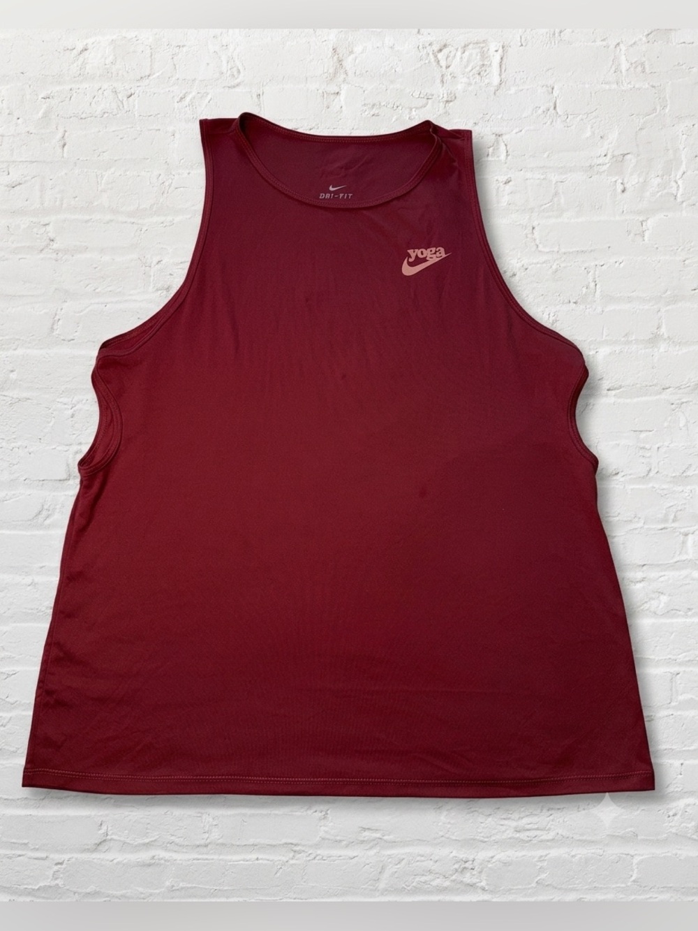 Nike W NK Yoga Keyhole GRX Dri-FIT Tank Top Redwood Pink Red Womens Medium
